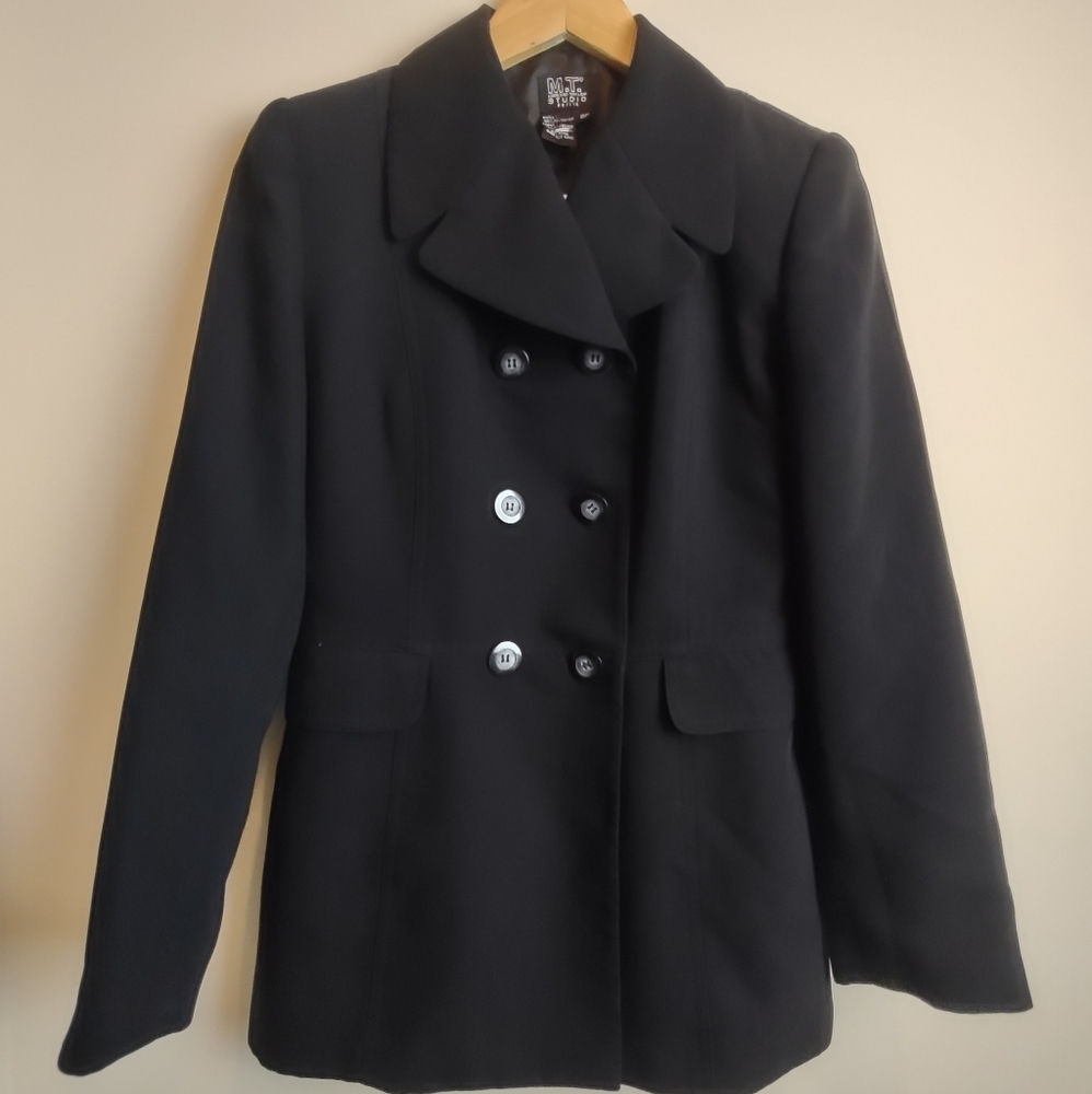 Morgan‎ Taylor Studio Sz 8 Petite Jacket Black Button Up Winter Coat